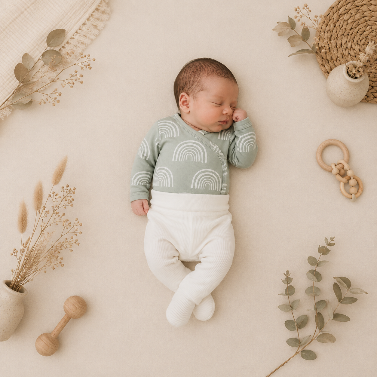 Saída Maternidade Recém-Nascido 4 Peças - Cotton Adapt | Nordic Rainbow