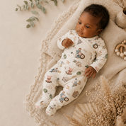 Kit Body Kimono + Calça com Pezinho Recém-Nascido a 3 Meses - Cotton Adapt | Fazendinha