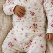 Kit Body Kimono + Calça com Pezinho Recém-Nascido a 3 Meses - Cotton Adapt | Flores do Campo