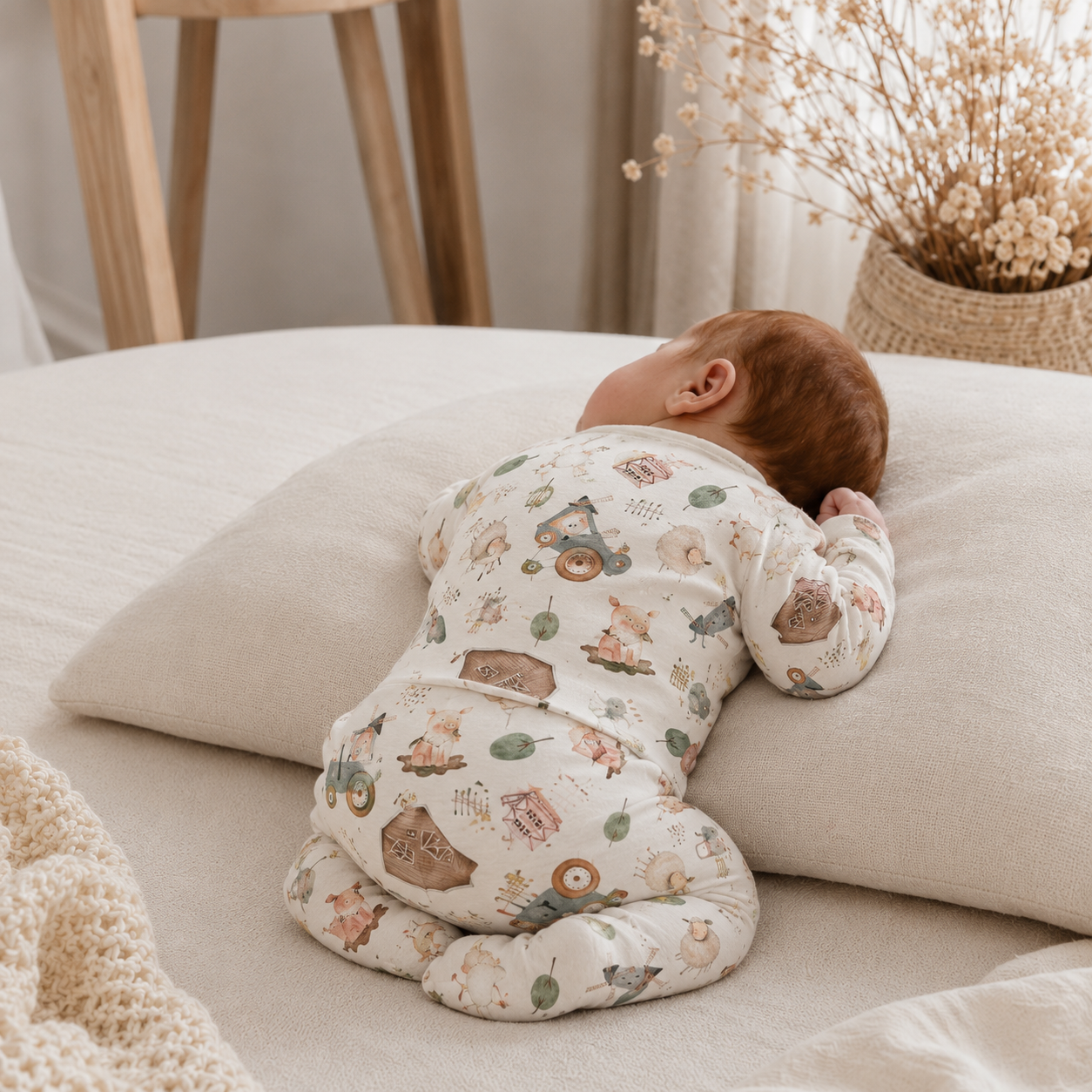 Kit Body Kimono + Calça com Pezinho Recém-Nascido a 3 Meses - Cotton Adapt | Fazendinha