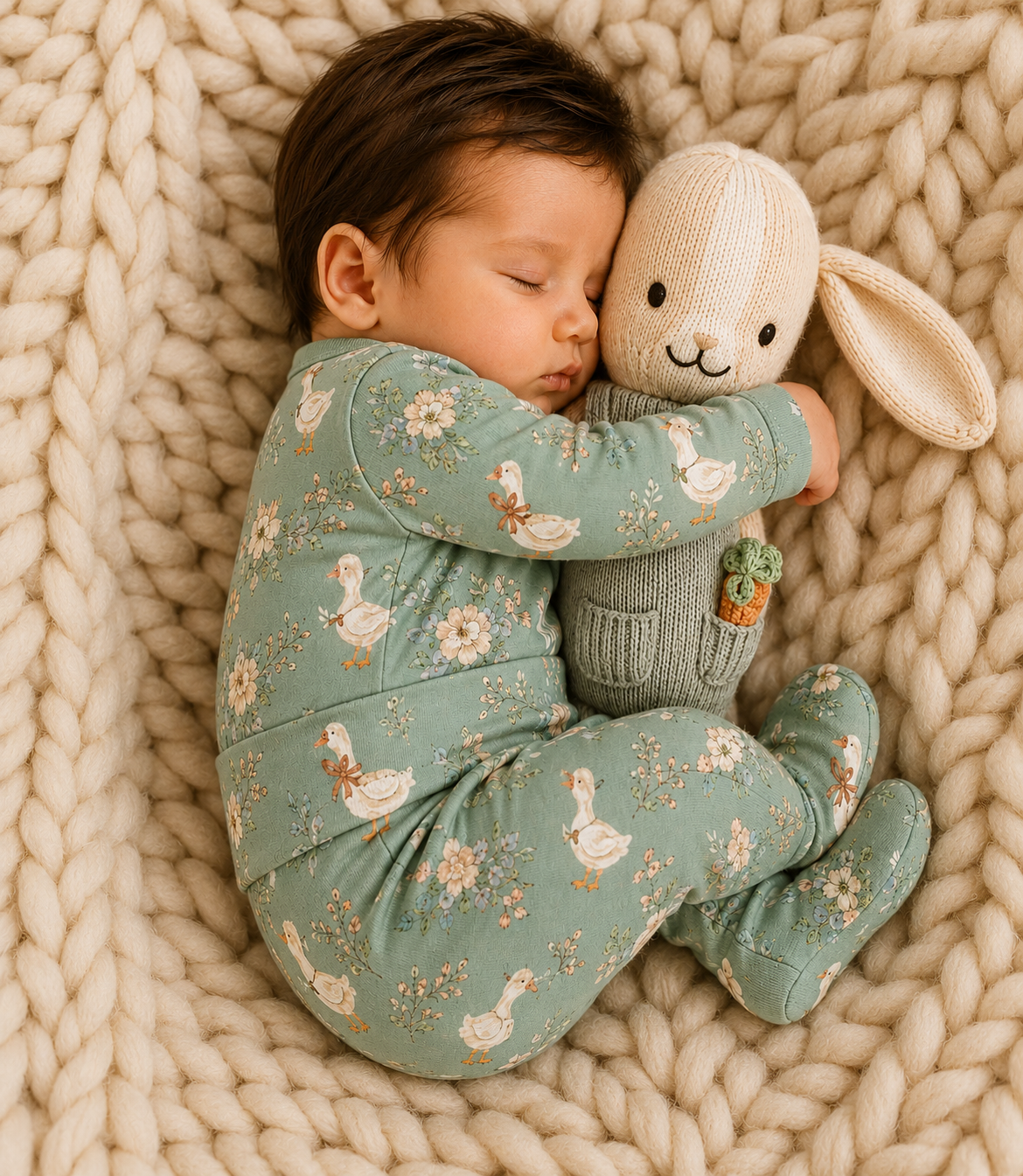 Kit Body Kimono + Calça com Pezinho Recém-Nascido a 3 Meses - Cotton Adapt | Gansinhos