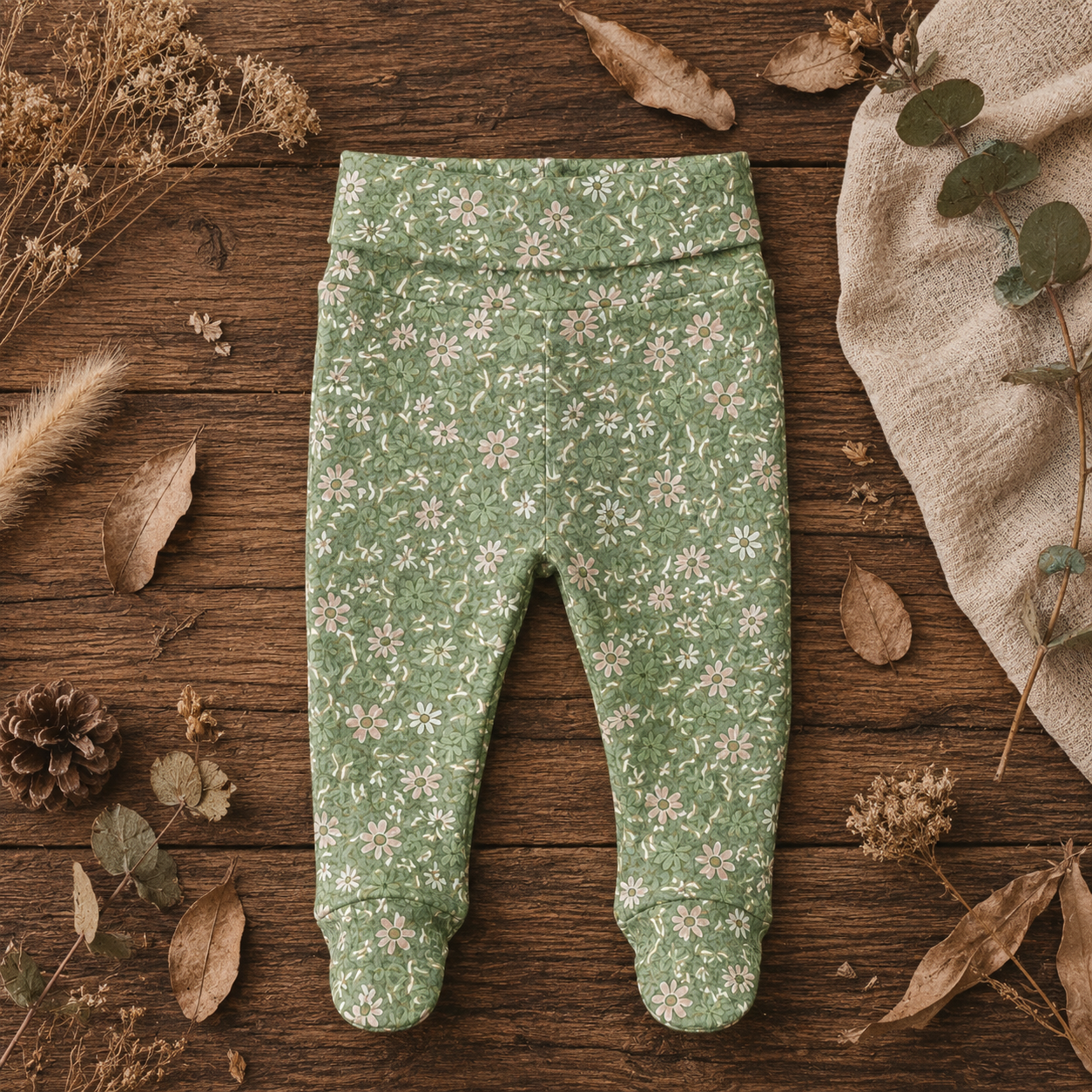 Kit Body Kimono + Calça com Pezinho Recém-Nascido a 3 Meses - Cotton Adapt | Trevos