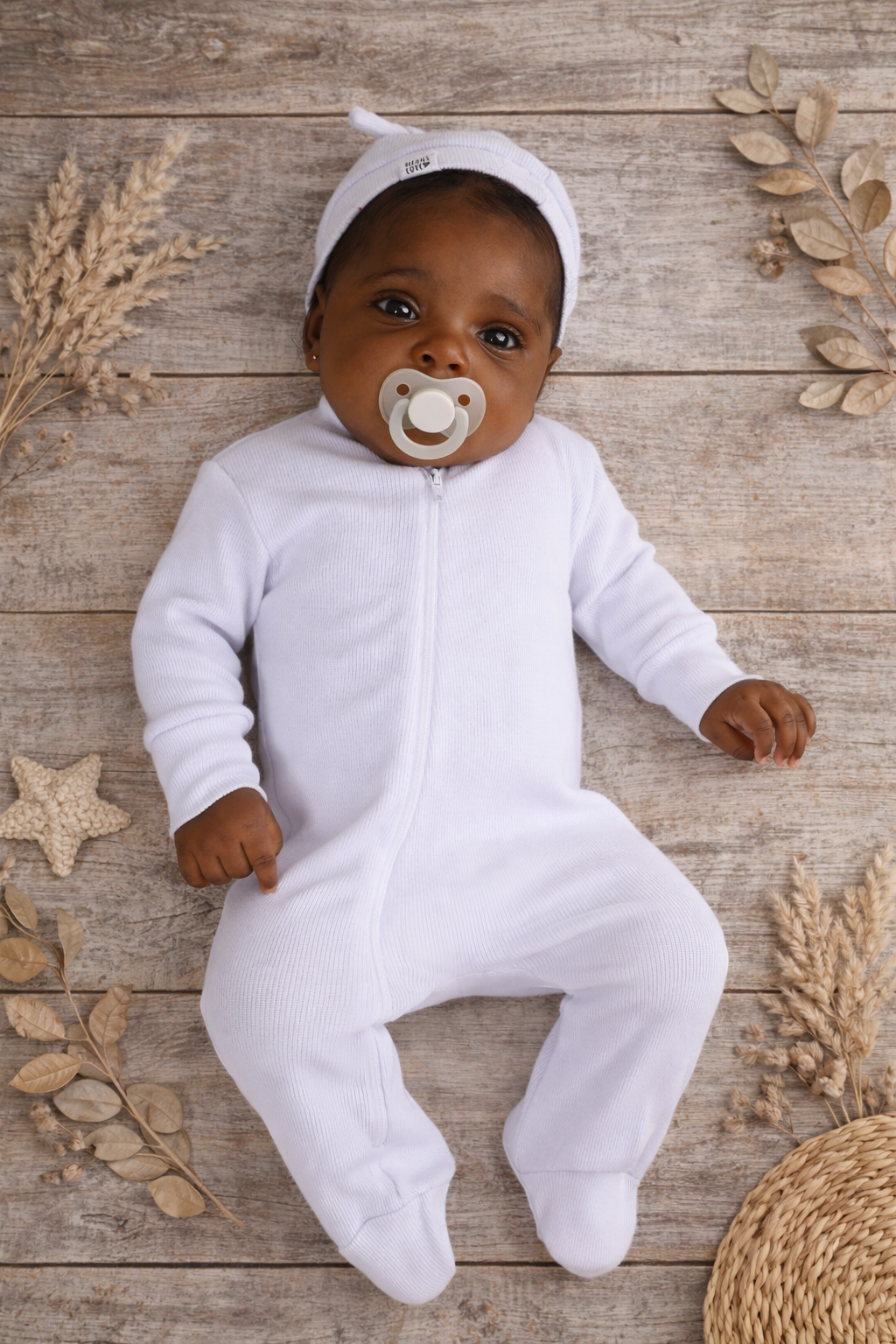 Macacão Recém-Nascido a 3 Meses - Algodão Canelado | Branco