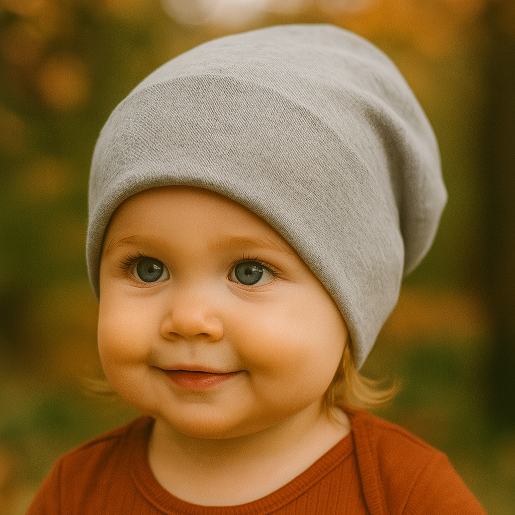 Touca Gorro Bebê/Infantil Unissex - Algodão Liso | Cinza