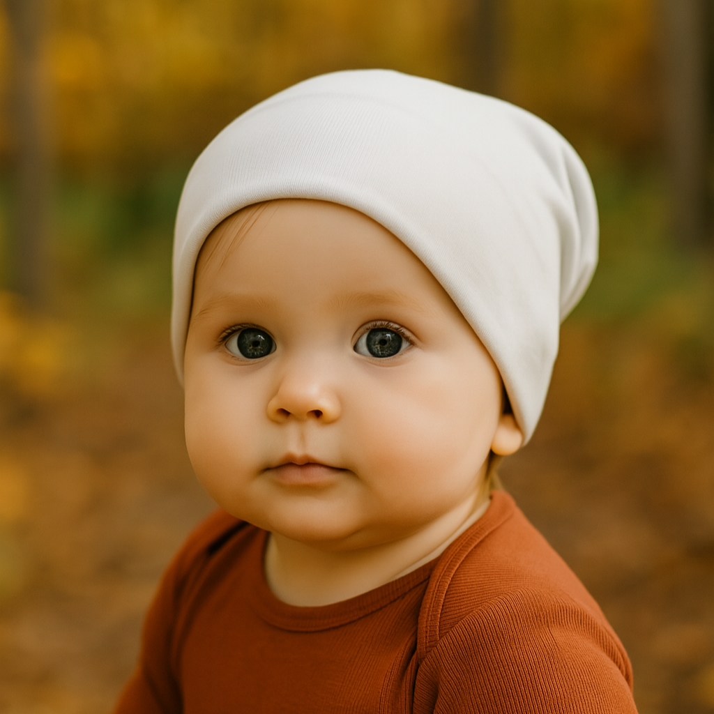Touca Gorro Bebê/Infantil Unissex - Algodão Liso | Branca