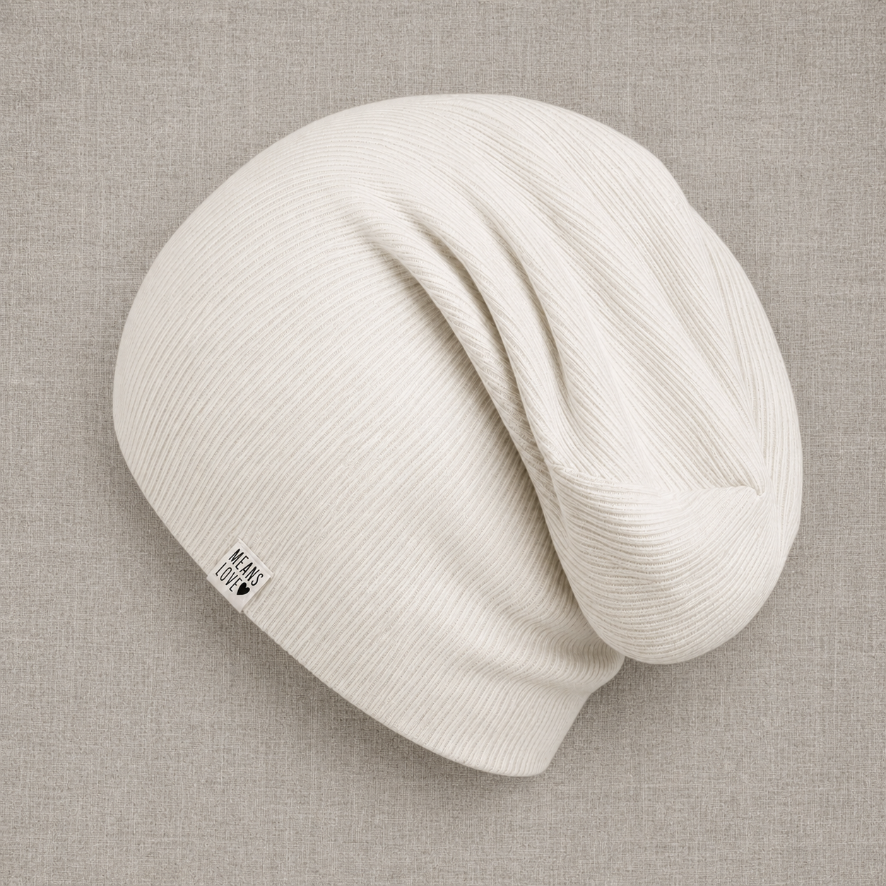 Touca Beanie Dobrável - Algodão Canelado | Branco Puro