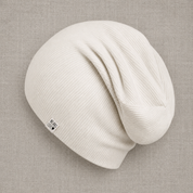 Touca Beanie Dobrável - Algodão Canelado | Branco Puro