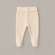 Calça Recém-Nascido à 3 meses com Pezinho – Algodão Canelado | Off White