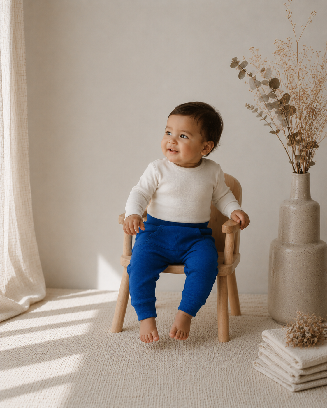 Calça Bolsão Canguru - Algodão Stretch | Azul Royal