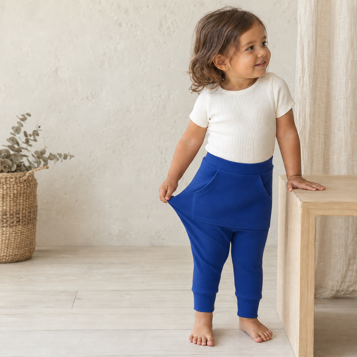 Calça Bolsão Canguru - Algodão Stretch | Azul Royal