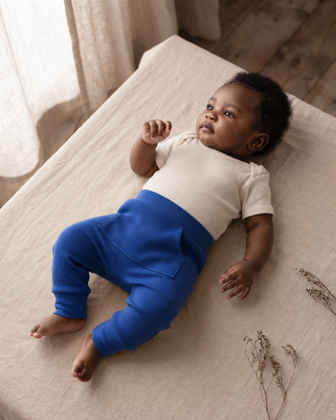 Calça Bolsão Canguru - Algodão Stretch | Azul Royal