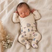 Kit: Body Kimono + Calça e Touca Orelhinha – Recém-Nascido à 3 Meses | 100% algodão - Off Whitee Winter
