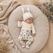 Kit: Body Kimono + Calça e Touca Orelhinha – Recém-Nascido à 3 Meses | 100% algodão - Off Whitee Winter
