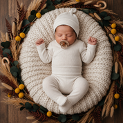 Kit: Body Kimono + Calça de Pezinho - Recém-Nascido à 3 Meses - Algodão Canelado | Branco Puro