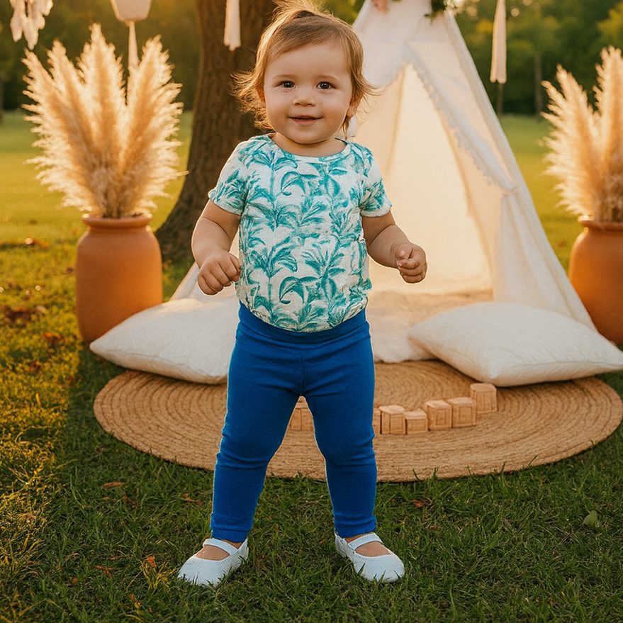 Legging Bebê e Infantil Menina – Algodão Stretch Premium Liso | Azul Royal