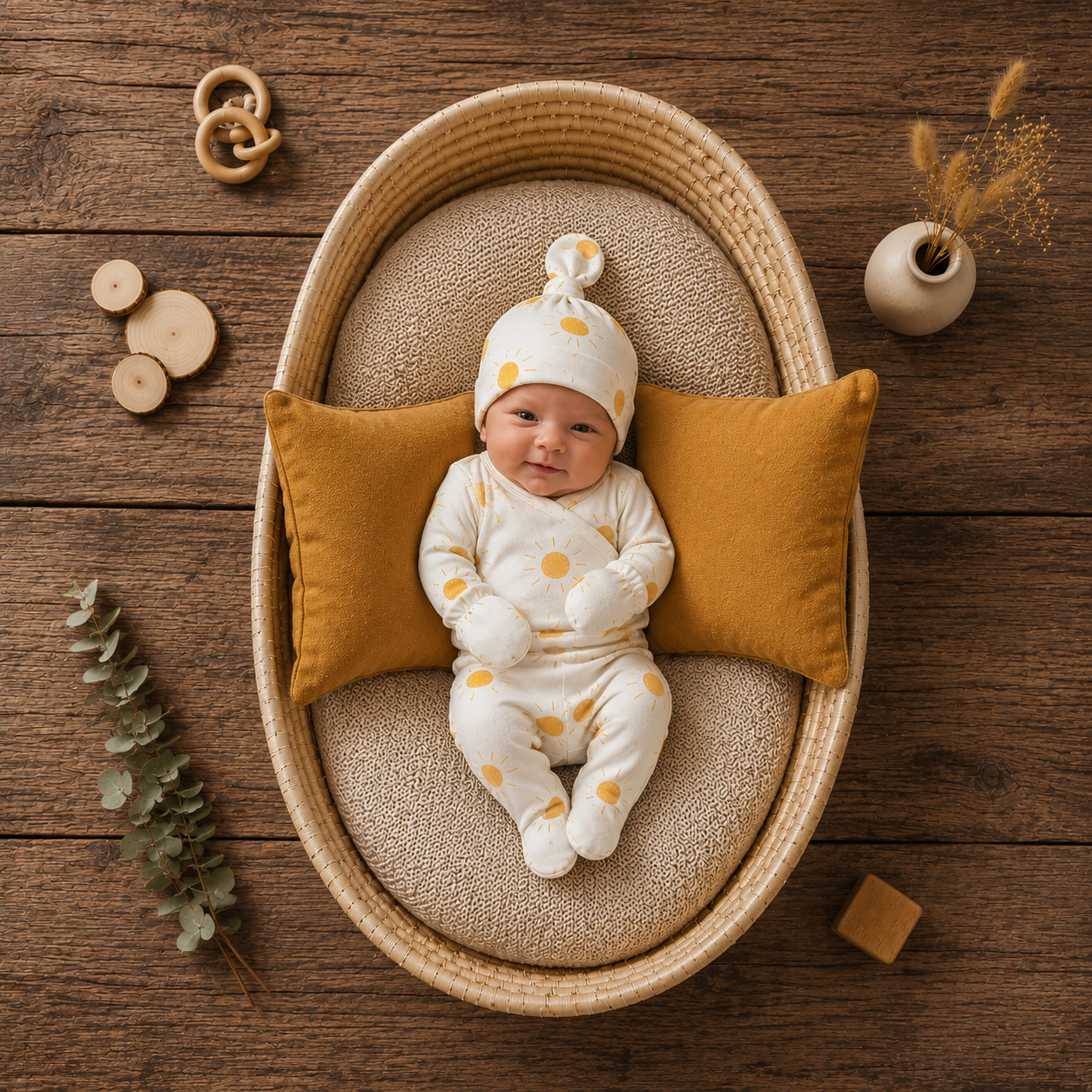 Saída Maternidade Recém-Nascido 4 Peças - Cotton Adapt | Little Sunshine