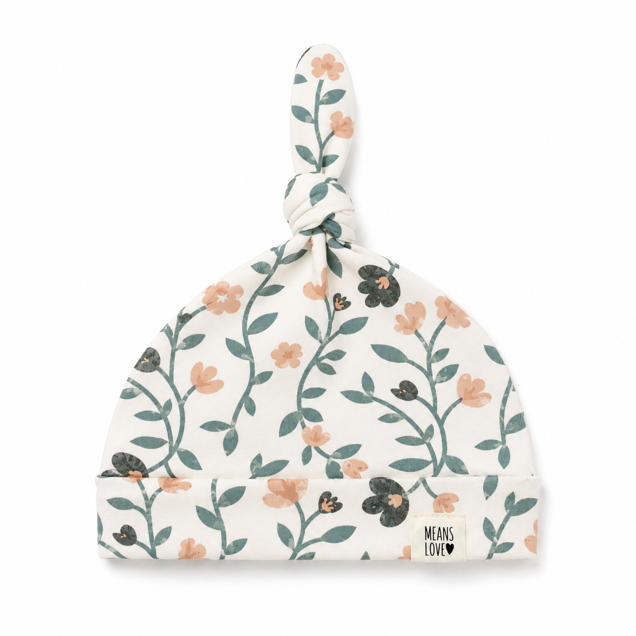 Touca com Nó Único Regulável - Cotton Adapt | Floral Vintage Tons de Azul