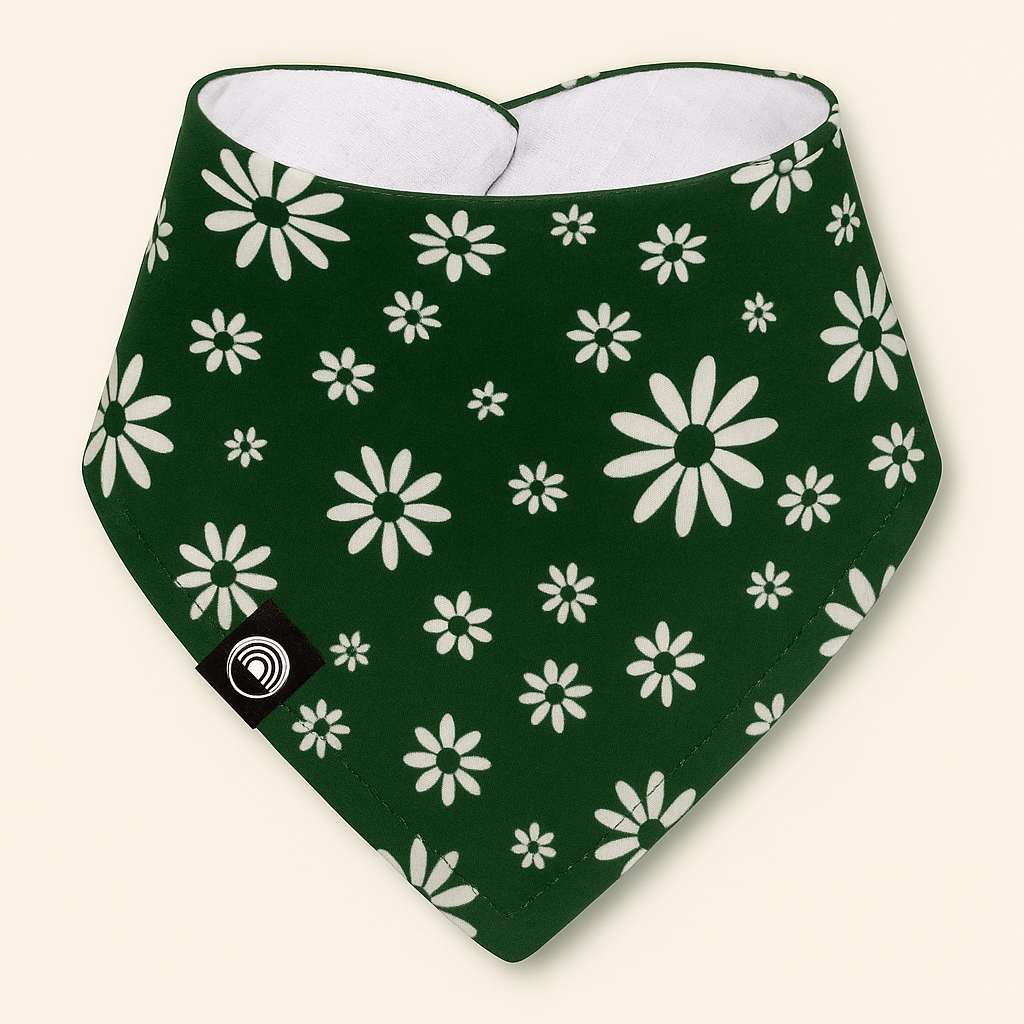Bandana Babador Bebê Unissex –  Malha Algodão Estampada Exclusiva | Margaridas