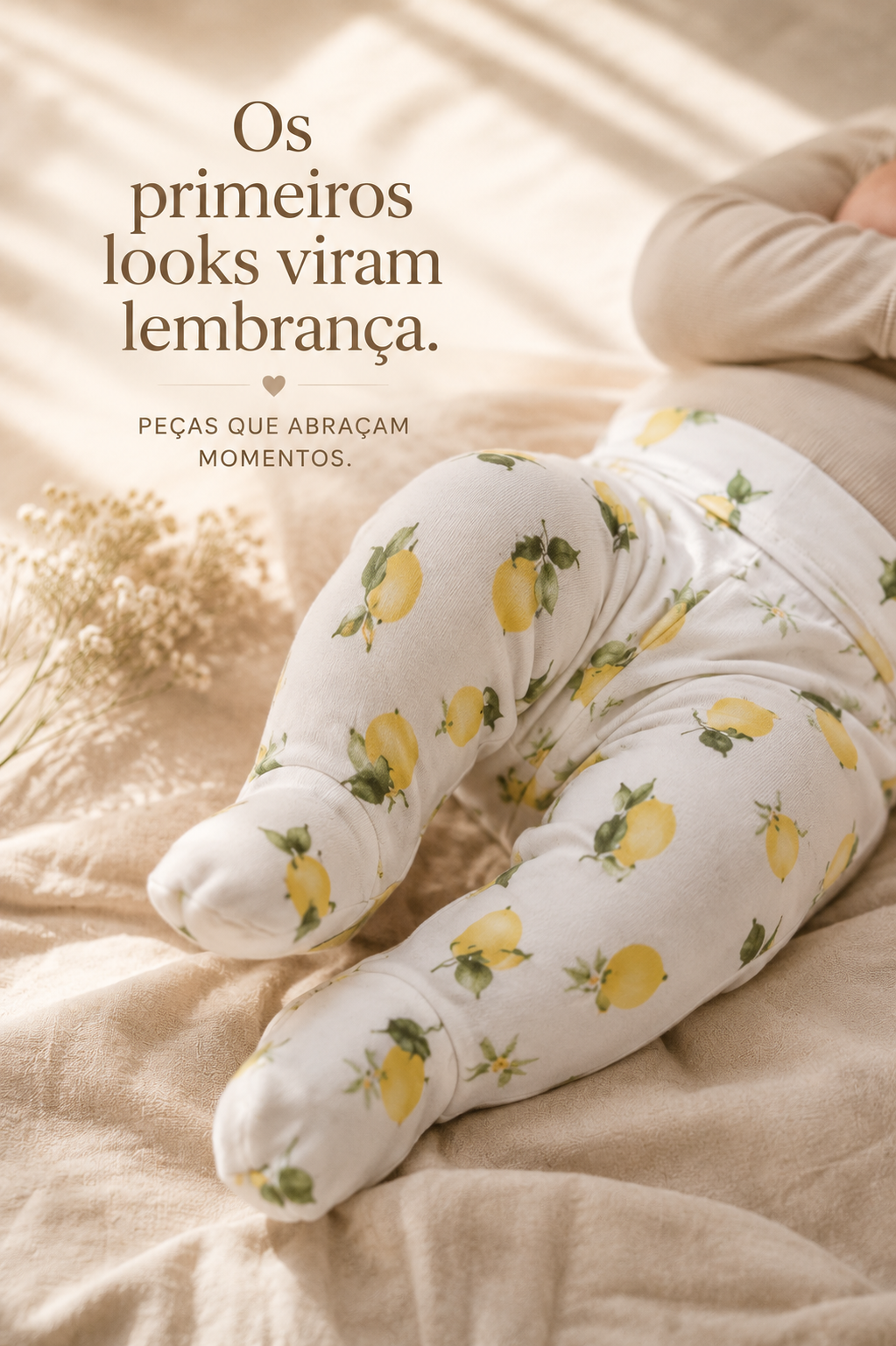 Calça Recém-Nascido à 3 meses com Pezinho – Cotton Adapt | Lemons