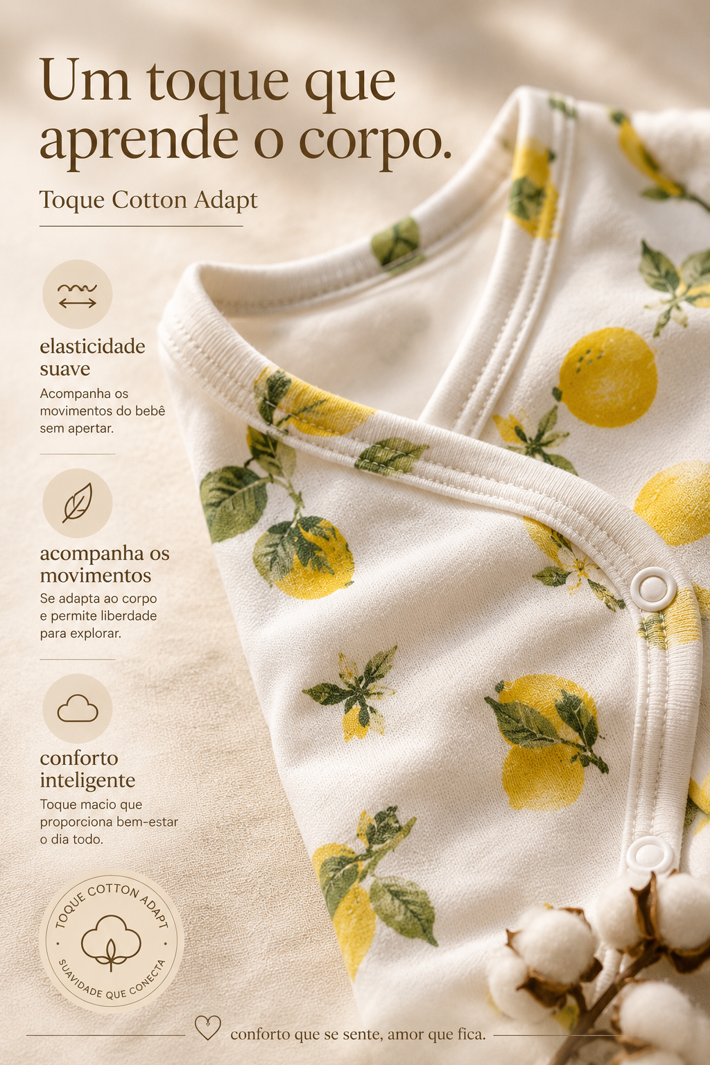 Body Kimono Recém-Nascido à 3 Meses - Cotton Adapt | Lemons
