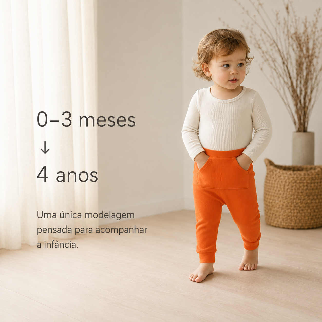 Calça Bolsão Canguru - Algodão Premium | Laranja
