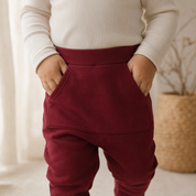 Calça Bolsão Canguru - Algodão Stretch | Merlot