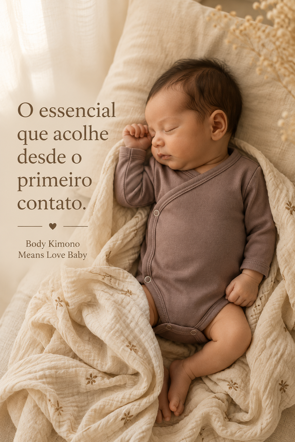 Body Kimono Recém-Nascido à 3 Meses - Algodão Premium | Havana
