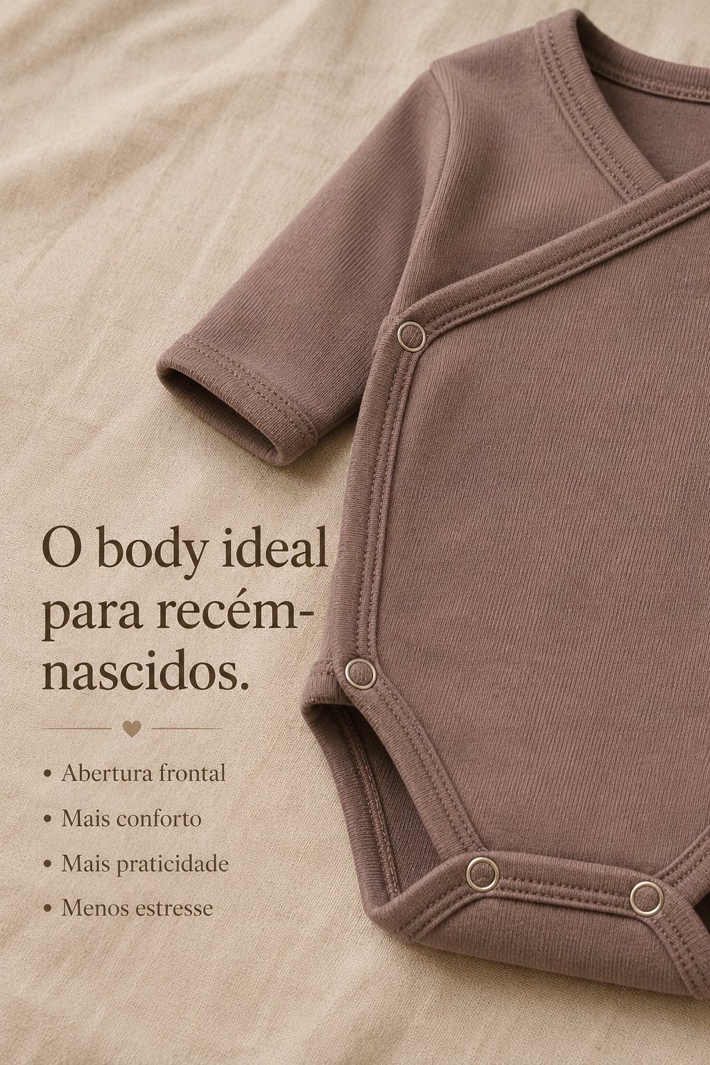 Kit: Body Kimono + Calça de Pezinho - Recém-Nascido à 3 Meses - Algodão Premium | Havanae Marrom