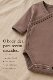 Kit: Body Kimono + Calça de Pezinho - Recém-Nascido à 3 Meses - Algodão Premium | Havanae Marrom