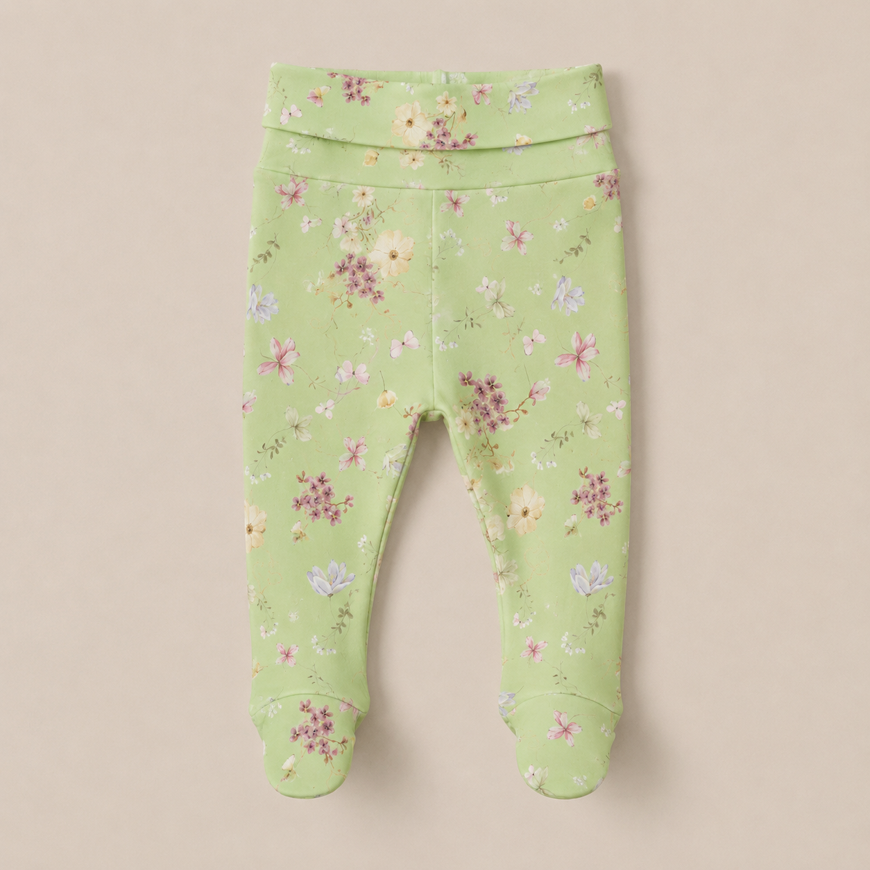Calça Recém-Nascido à 3 meses com Pezinho – Cotton Adapt | Jardim de Primavera