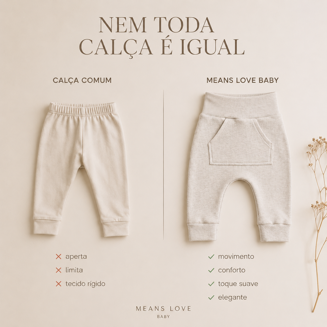Calça Bolsão Canguru - Algodão Canelado | Cinza Mescla Banana