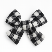 Par de Presilhas de Cabelo Infantil - Algodão Stretch Estampa Exclusiva | Plaid Clássico Branco e Preto