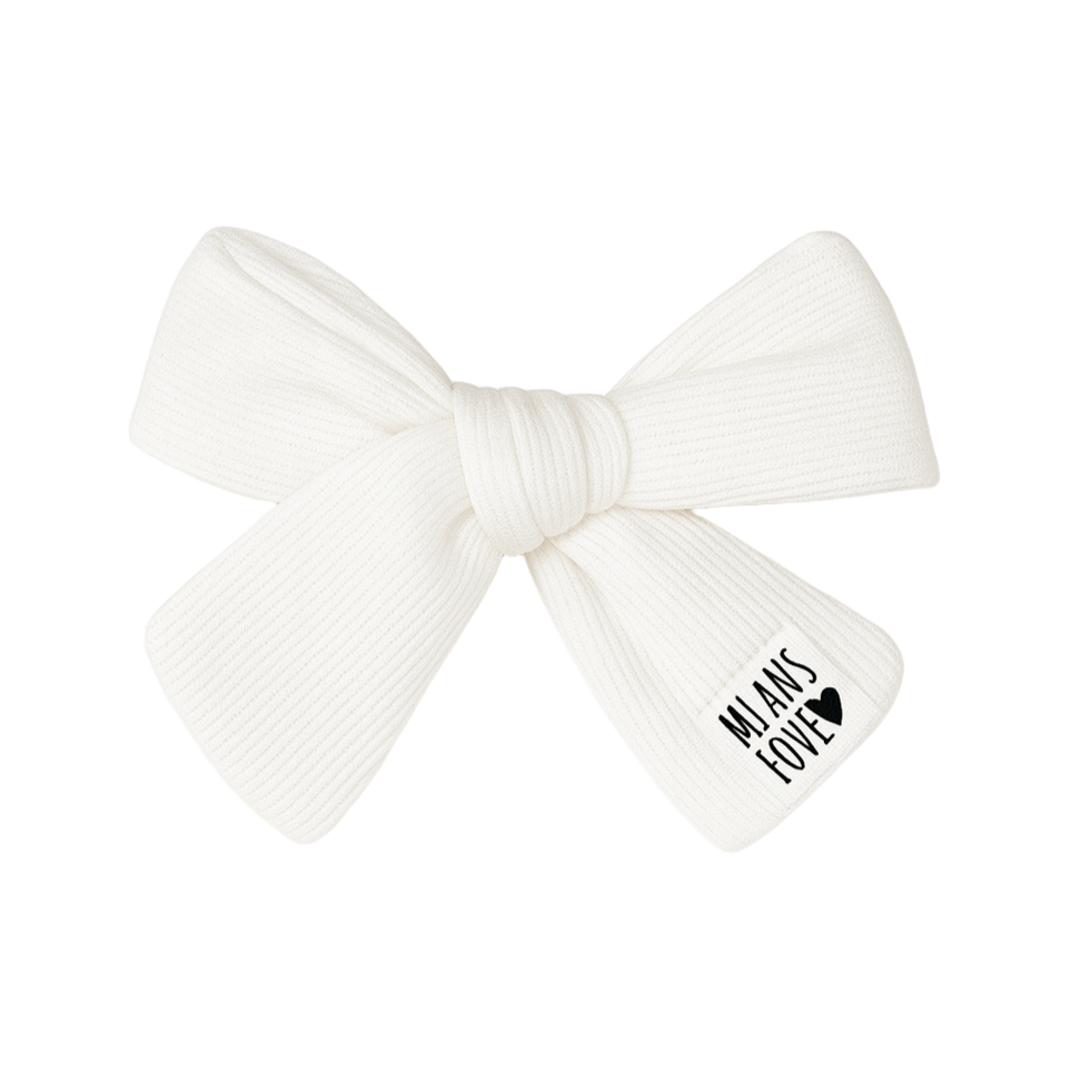 Presilha de Cabelo Infantil – Algodão Canelado Premium | Off White