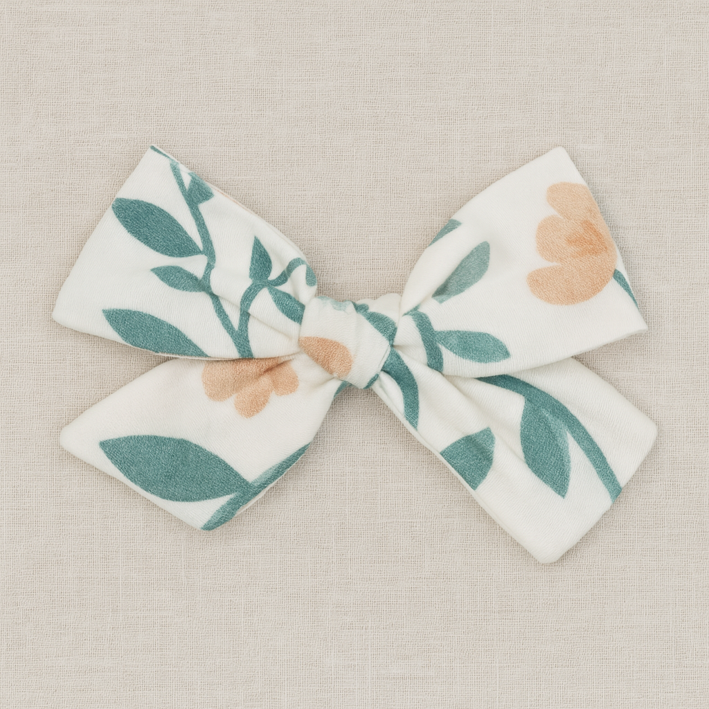 Par de Presilhas de Cabelo Infantil - Cotton Premium Estampa Exclusiva | Floral Vintage Tons de Azul