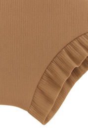 Short Bebê e Infantil Plissado Menina – Algodão Canelado Premium Liso | Marrom Claro