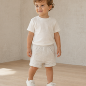 Bermuda Bebê/Infantil Menino - Malha PA | Cinza Mescla Banana