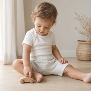 Bermuda Bebê/Infantil Menino - Malha PA | Cinza Mescla Banana