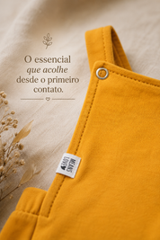 Jardineira Romper - Algodão Premium | Amarelo