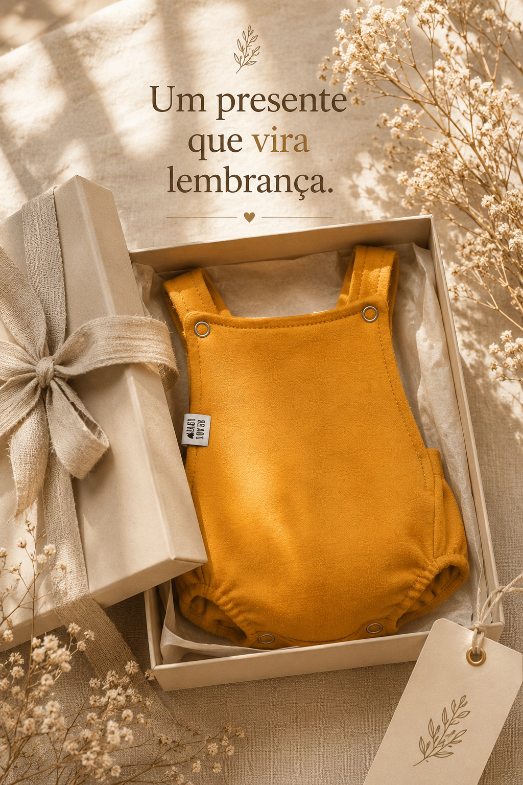 Jardineira Romper - Algodão Premium | Amarelo