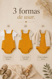 Jardineira Romper - Algodão Premium | Amarelo
