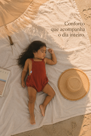 Jardineira Romper - Algodão Premium | Terracota