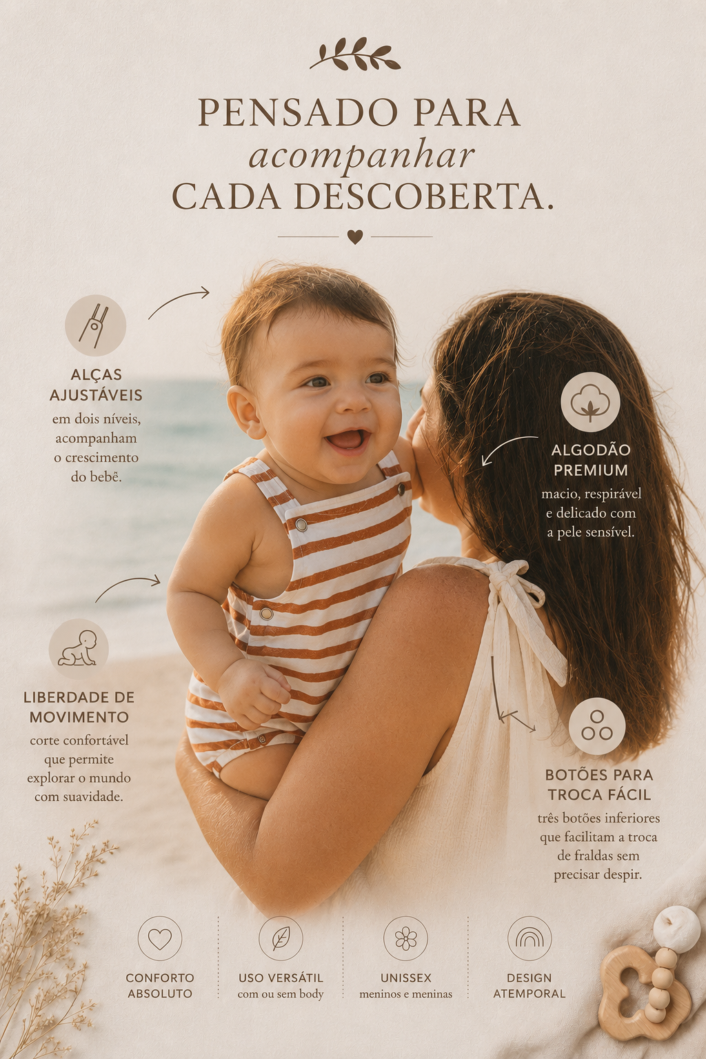 Jardineira Romper - Algodão Premium | Listras Amarelas