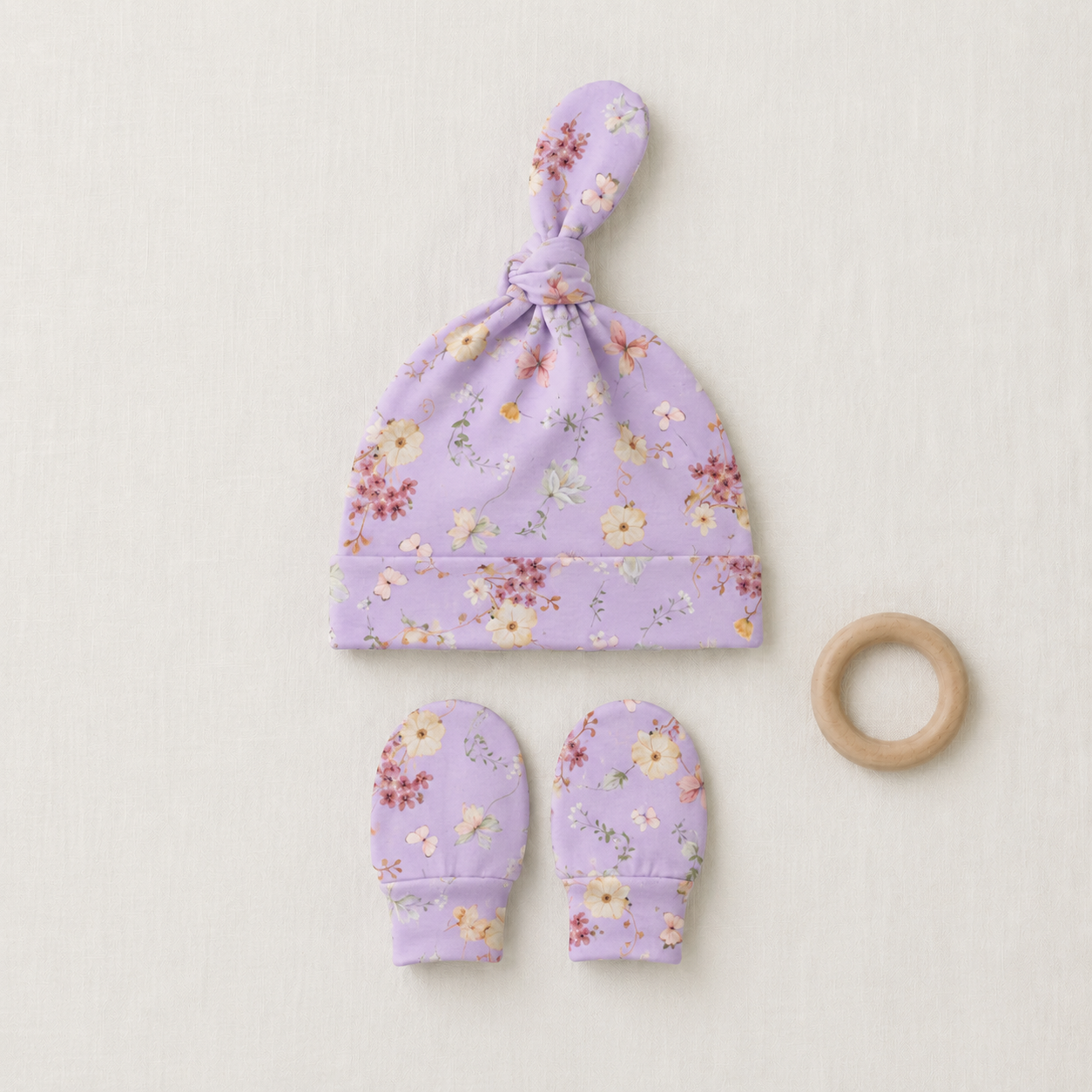 Kit Touca e Luvinha Recém-Nascido – Cotton Adapt | Jardim Lilás