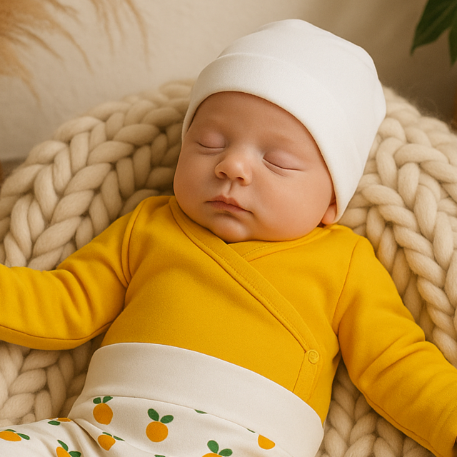Body Kimono Bebê Recém-Nascido Unissex -  Algodão Premium Liso | Amarelo