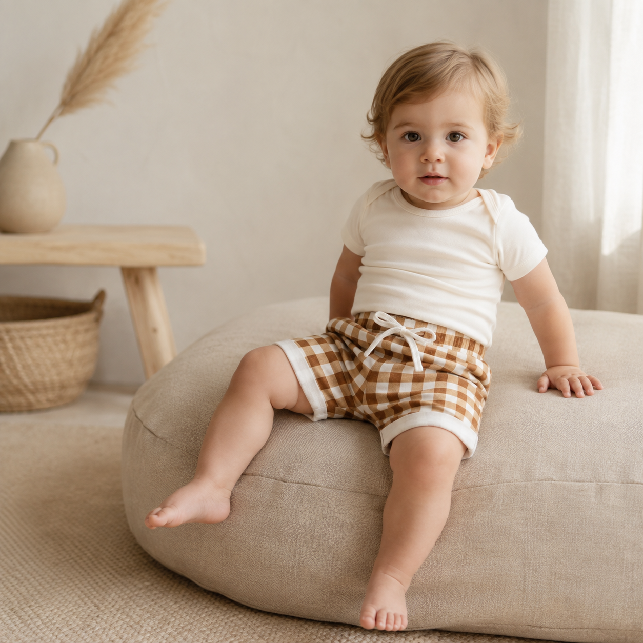 Bermuda - Cotton Adapt | Vichy Marrom Clássico