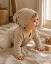 Touca Beanie Dobrável - Algodão Canelado | Areia