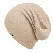 Touca Beanie Dobrável - Algodão Canelado | Areia