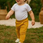 Calça Bebê e Infantil Bolsão Canguru Unissex – Canelado Premium Liso | Mostarda