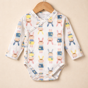 Body Kimono Bebê Recém-Nascido à 3 Meses Unissex - Malha Algodão Estampada | Angela Doll