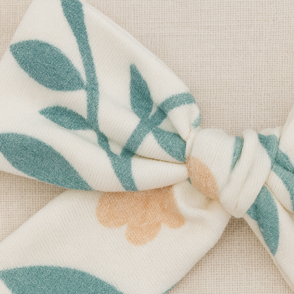 Par de Presilhas de Cabelo Infantil - Cotton Premium Estampa Exclusiva | Floral Vintage Tons de Azul